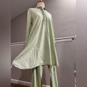 Khaadi Light Green Long Sleeve Tunic and Pant Set size Small